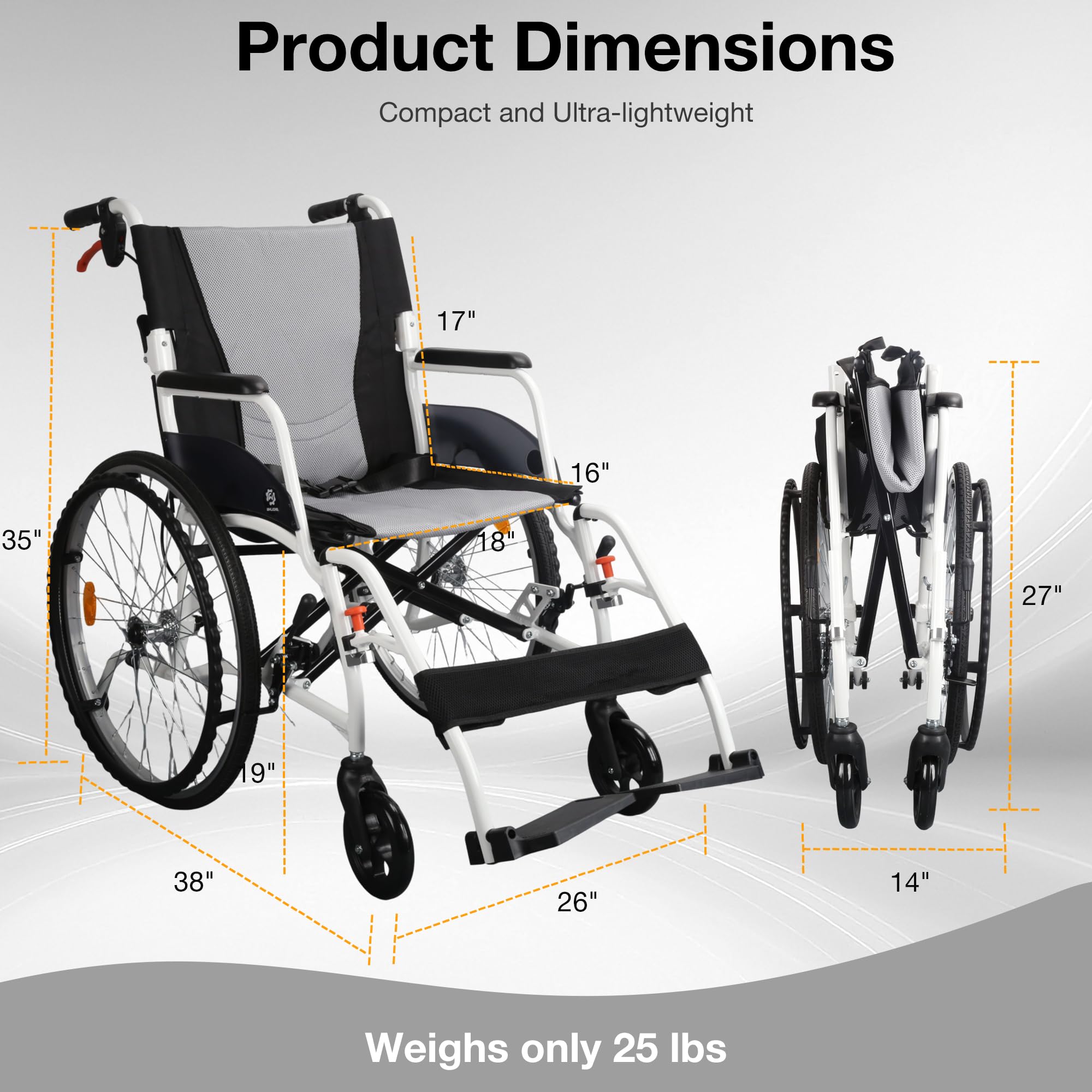 WHLICKS Folding Wheelchair - Lightweight & Durable -6
