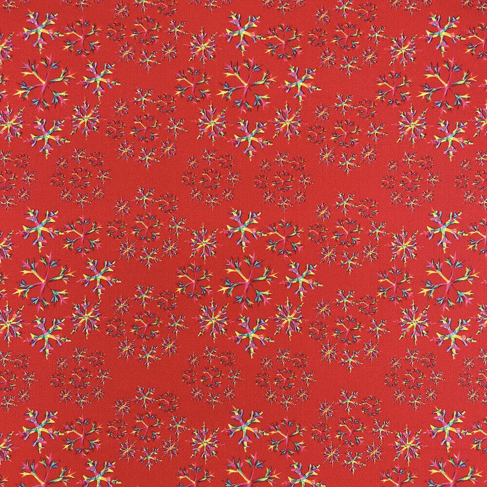 100% Cotton Christmas Fabric Material Sold By the Metre 140cm Wide - Rainbow Snowflake Red - CC344 - ONE METRE โ image 1