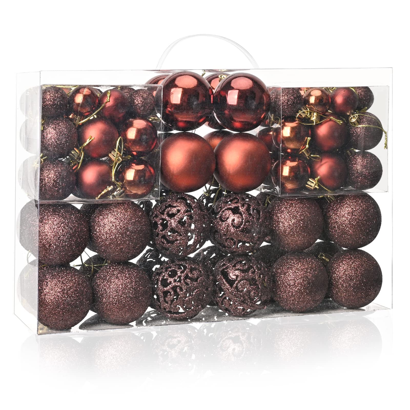 100 bolas de árbol de Navidad, adornos de bolas de Navidad marrones para árbol de Navidad, decoraciones colgantes inastillables para árbol de Navidad