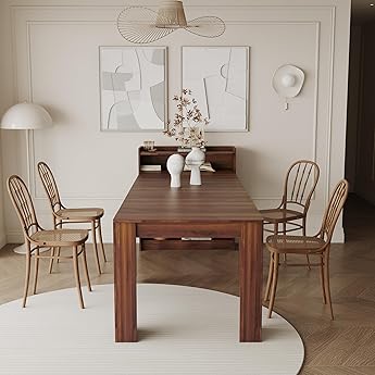 Extendable Dining Table for 2-10, 11"-98" Large Dining Table, Mid Century Modern Farmhouse Console Tables, Wood Foldable Kitchen Tables for Entryway, Dining Room, Living Room, Kitchen, Space Saving