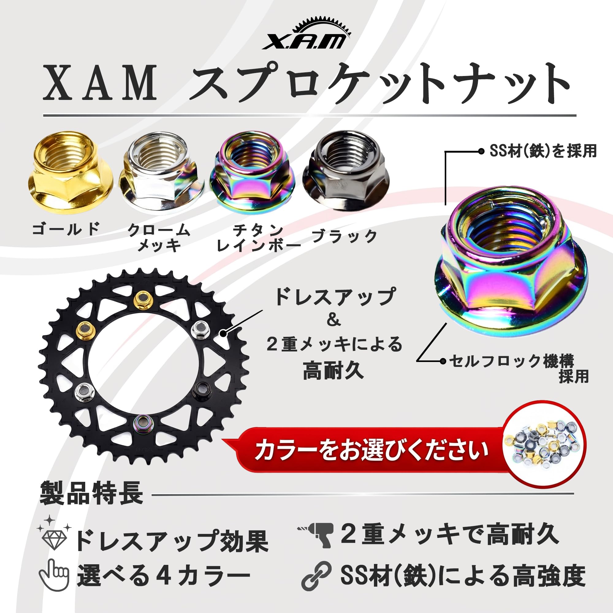 Amazon | ザム(XAM) ザムシャインロックナット M12 クローム 5個入 BN