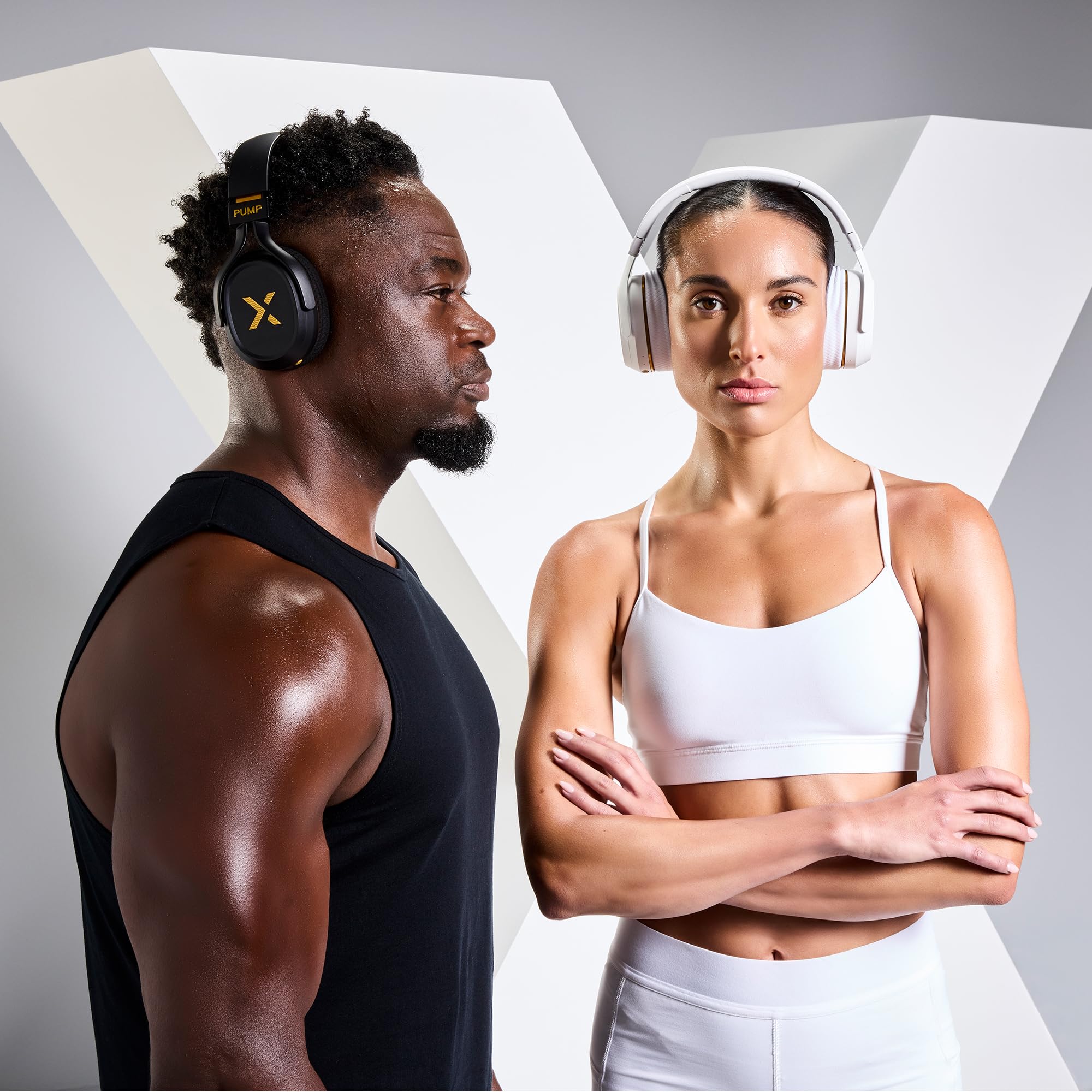 BlueAnt Pump X - The Gym Headphones | Sports Headphones | Cushioned & Cooling Ear Pads | (ANC) Active Noise Cancelling/Advanced Transparency | Wireless | Up to 58hr Play Time (Black | Gold)
