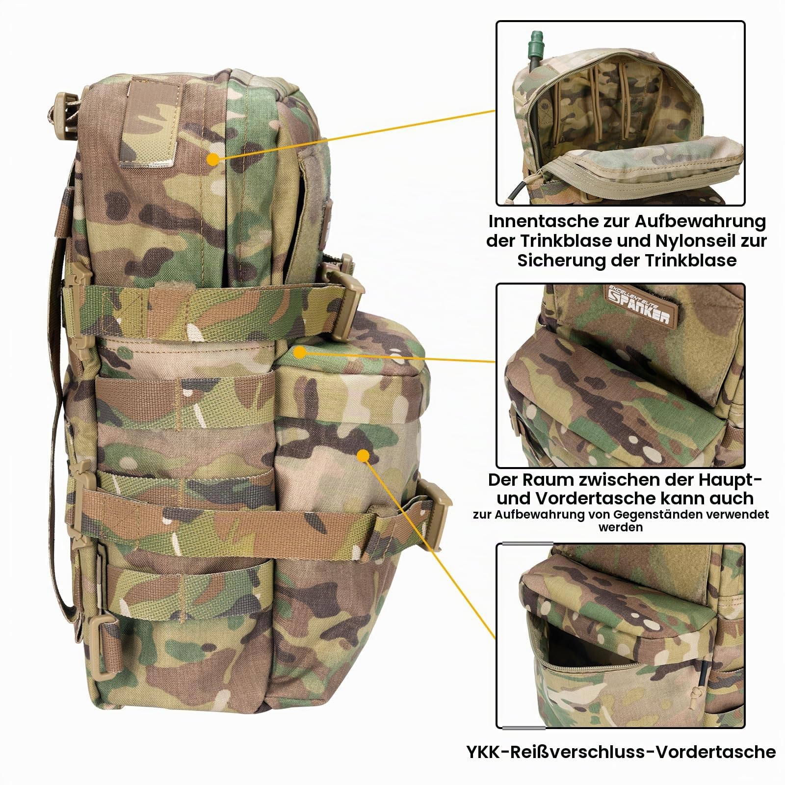 EXCELLENT ELITE SPANKER Taktische Outdoor MOLLE Hydration Pack Nylon Small Water Bladder Carrier Pack für Taktische Weste Rucksack Plate Carrier