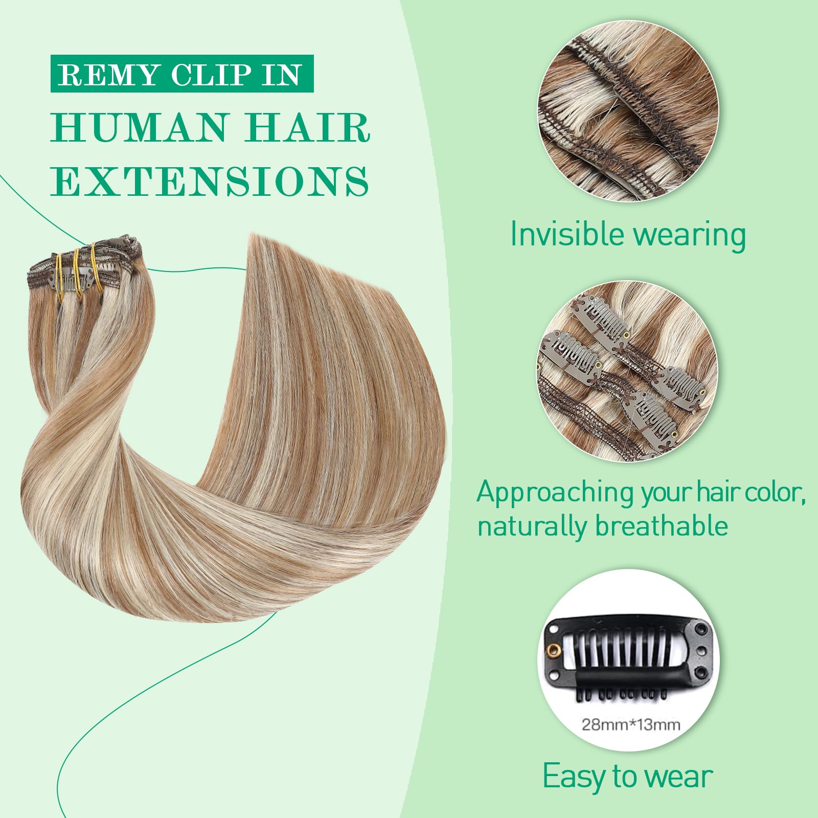 SURNEL Extensiones Clip Pelo Natural 100g 35cm 6 Piezas Castaño Chocolate Extensiones De Clip De Humano Real Extensiones Pelo Natural Remy (C#4-35cm) — view 31