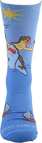 Miniatura 2 de Sock Panda Calcetines de dinosaurio y tiburón de la (adulto grande), Azul negro rojo