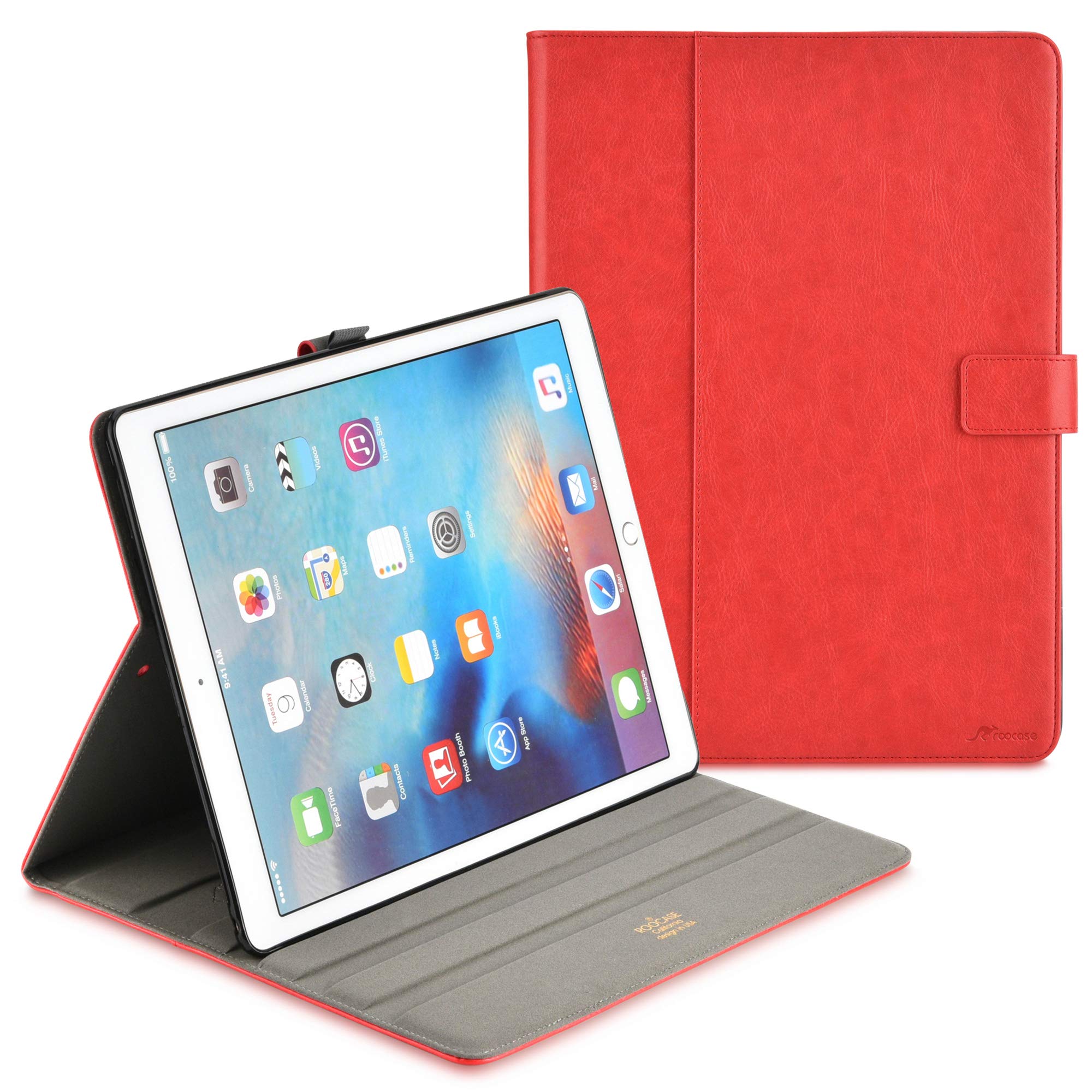 rooCASE iPad Air 10.5 2019 / iPad Pro 10.5 2017 Case, Leather Folio Case Cover with Apple Pencil Holder, Multi-Angle Stand, Auto Sleep/Wake Function for Apple iPad Air 10.5 (3rd Gen) 2019, Red