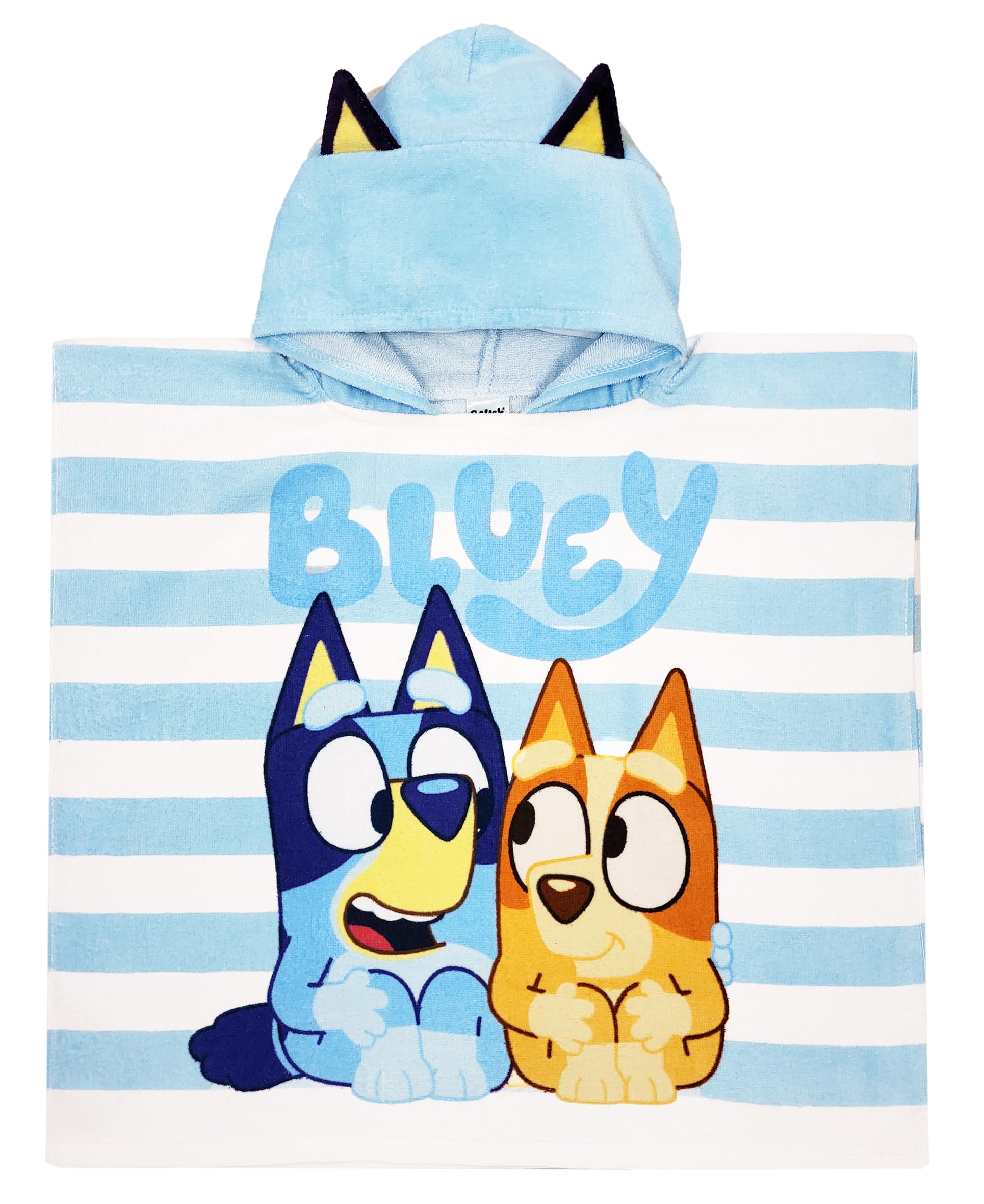 Bluey Boys Towel - Blue Swimming Hooded Towel Poncho Bath Towel Hoodie Cover Up (, One Size)
