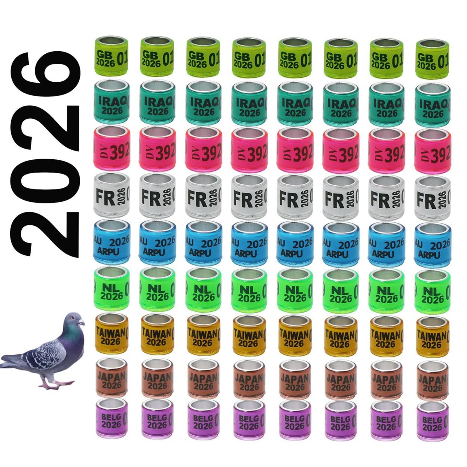 Anillos de plástico de aluminio 2026 para patas de paloma, etiquetas de identificación 8mm