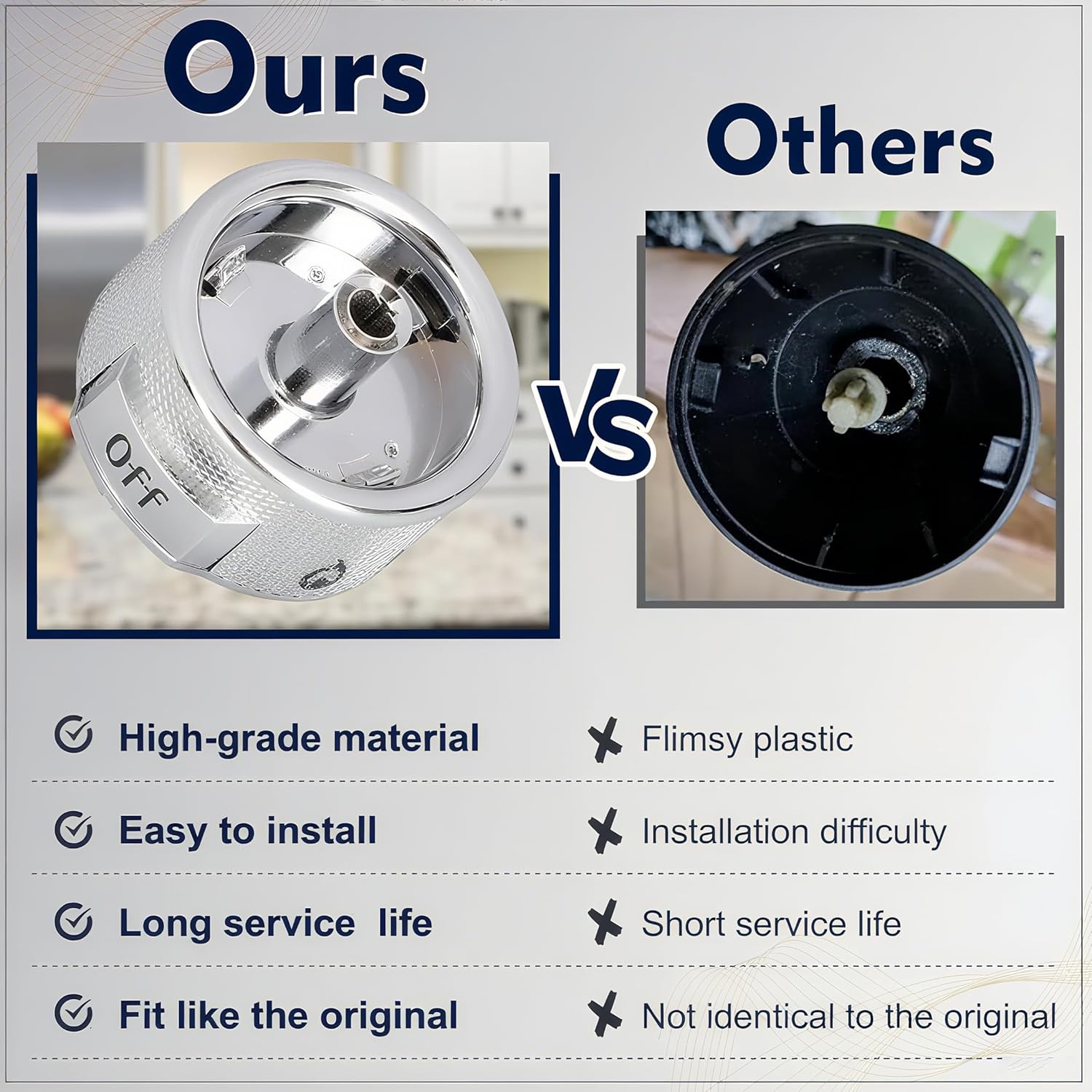 Upgraded W11030413 Stove Control Knobs (5-Piece Set) - Kitchen Auxiliary Stove Compatible Knob Switch - Replacement W10643306、W10786063、W11027434、4461624、AP6038805、PS11770322、EAP11770322