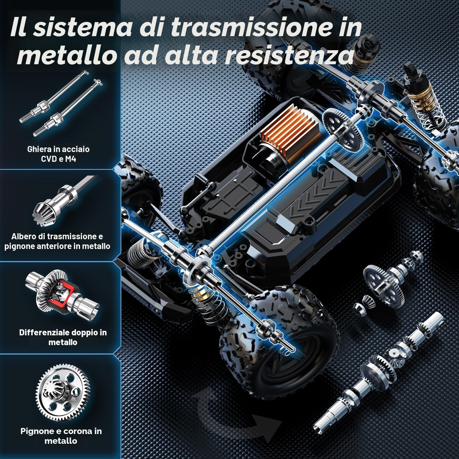 Macchina Telecomandata Professionale 1:18 Entry-Level per Adulti e Ragazzi, RC Car 4WD Fuoristrada 40 km/h con Trasmissione in Metallo e 2 Batterie, Macchina Radiocomandata Compatta per Esterni