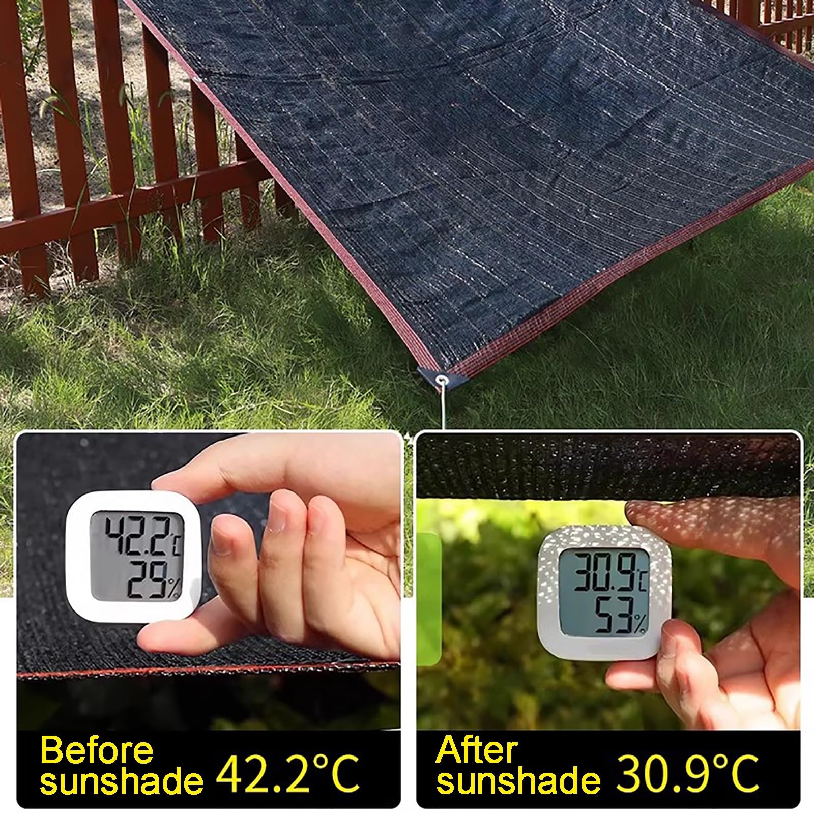 97% ochrona przed promieniowaniem UV zewnętrzny żagiel przeciwsłoneczny oddychająca siatka przeciwsłoneczna do ogrodu pergola patio szklarnia kurnik Coop 1,5 x 3,7 m z przelotkami czarny