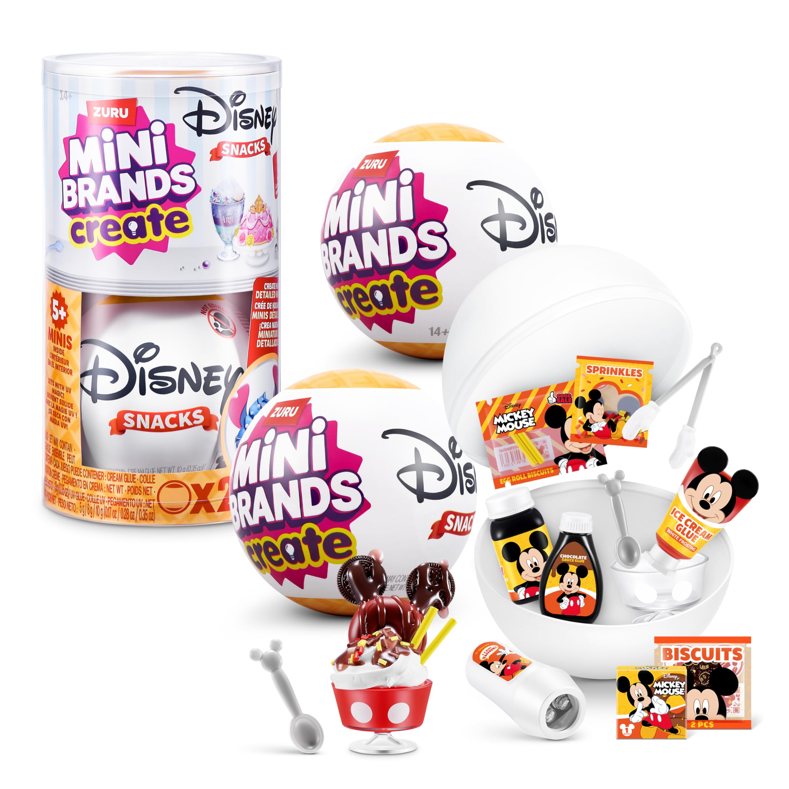 Mini Brands Disney Serie 1 von ZURU, 2er-Pack, Überraschungkapsel, Miniaturen beliebter Disney-Themen, großartige Geschenke für Mädchen, Kinder und Sammler