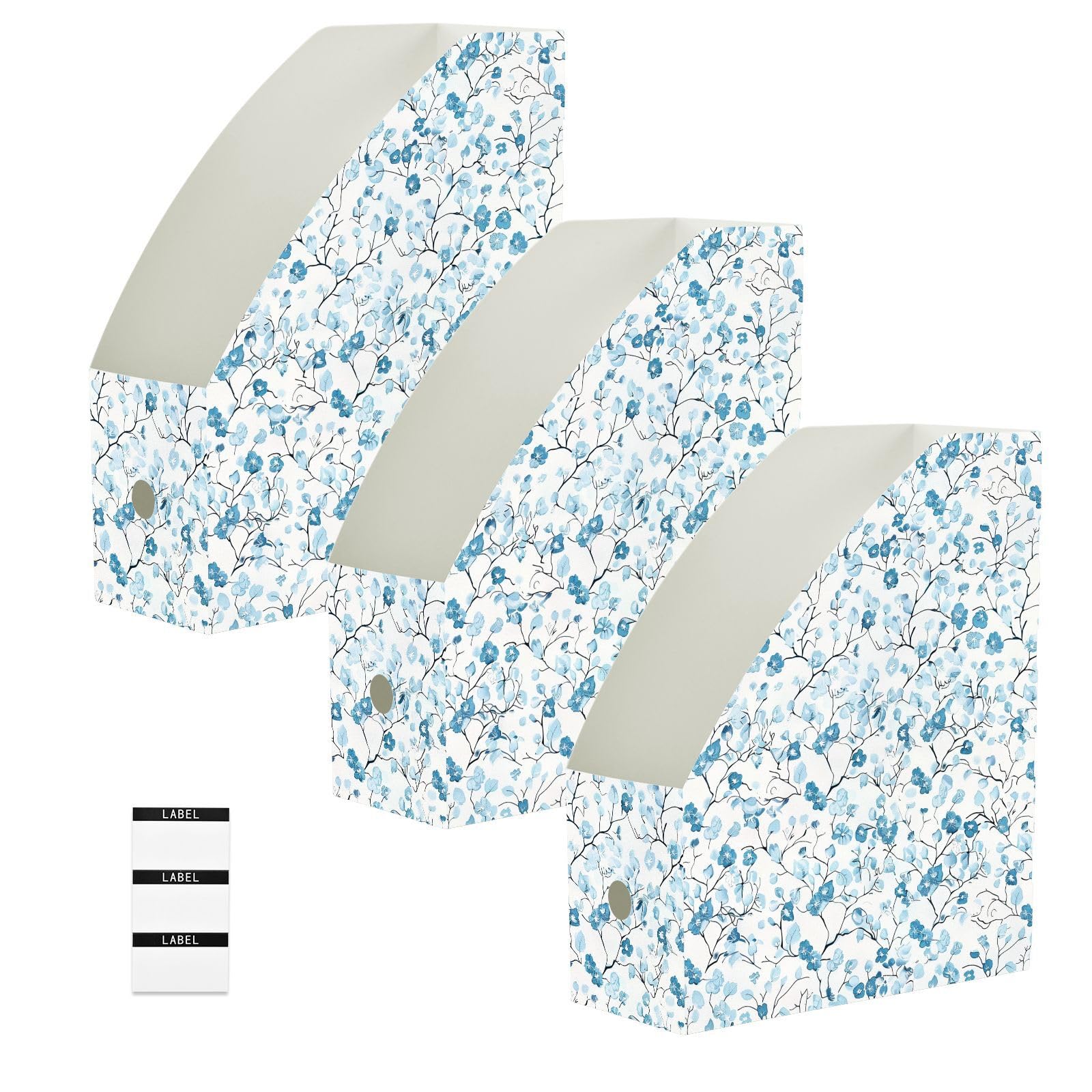 Organiseur pour bureau bleu clair porte-revues et boîte de rangement documents