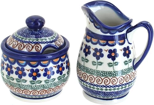 Miniatura 7 de Blue Rose Polish Pottery Daisy Surprise - Set de crema y azúcar