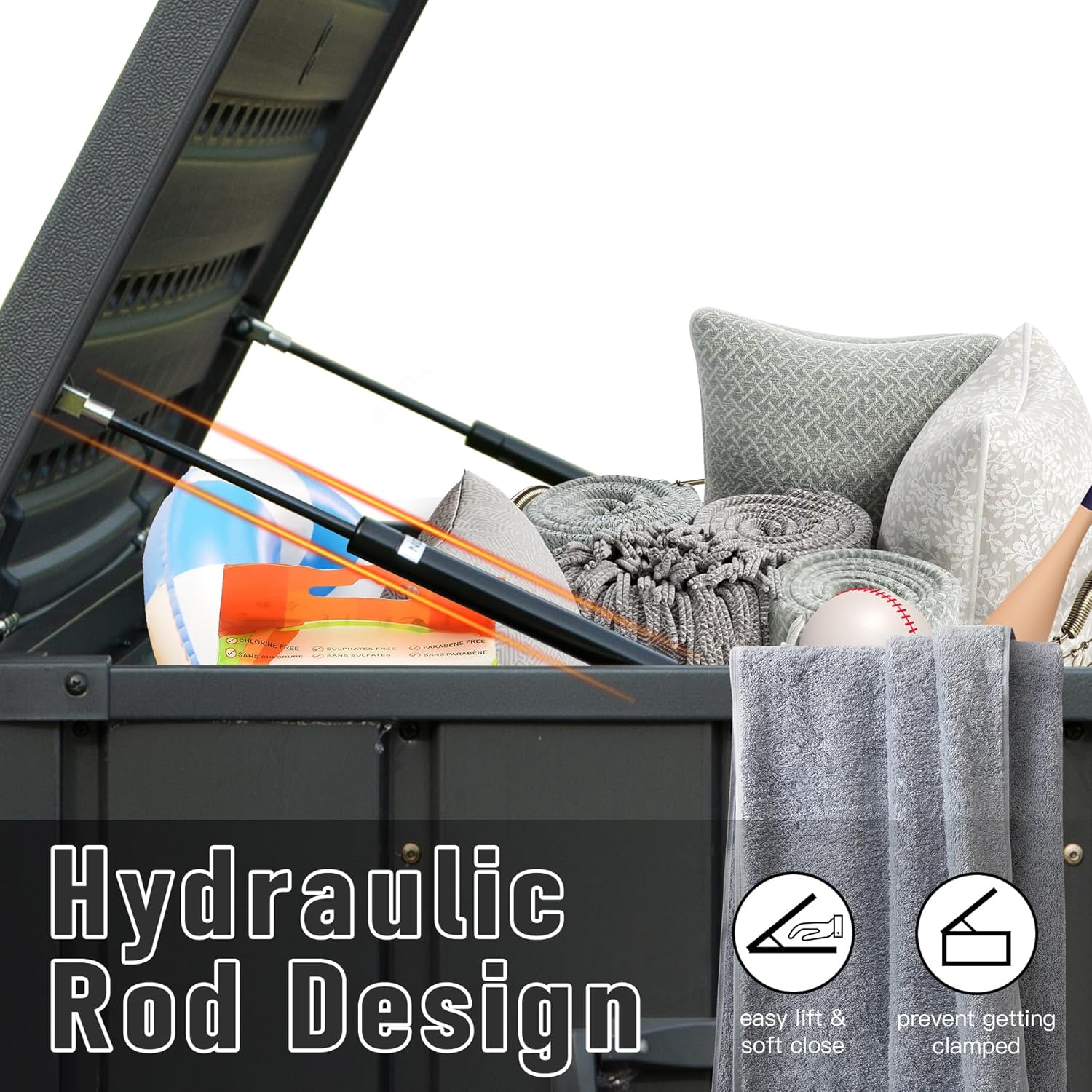 120 Gallon Outdoor Storage Deck Box Waterproof, Large Patio Storage Bin for Outside Cushions, Throw Pillows, Garden Tools, Lockable (Dark Gray)