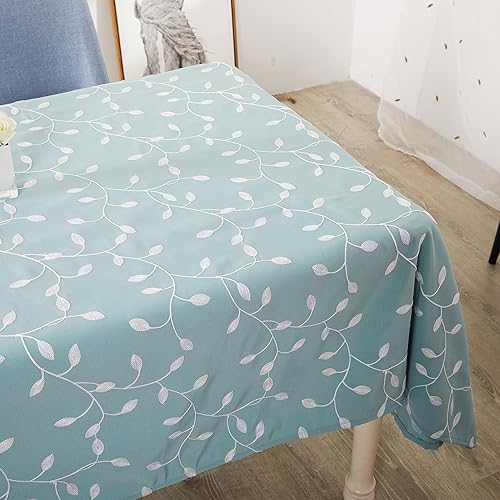 Miniatura 3 de Molaxhome Manteles rectangulares de algodón gris de 55 x 86 pulgadas, manteles bordados con hojas a prueba de polvo para mesa de cocina y comedor