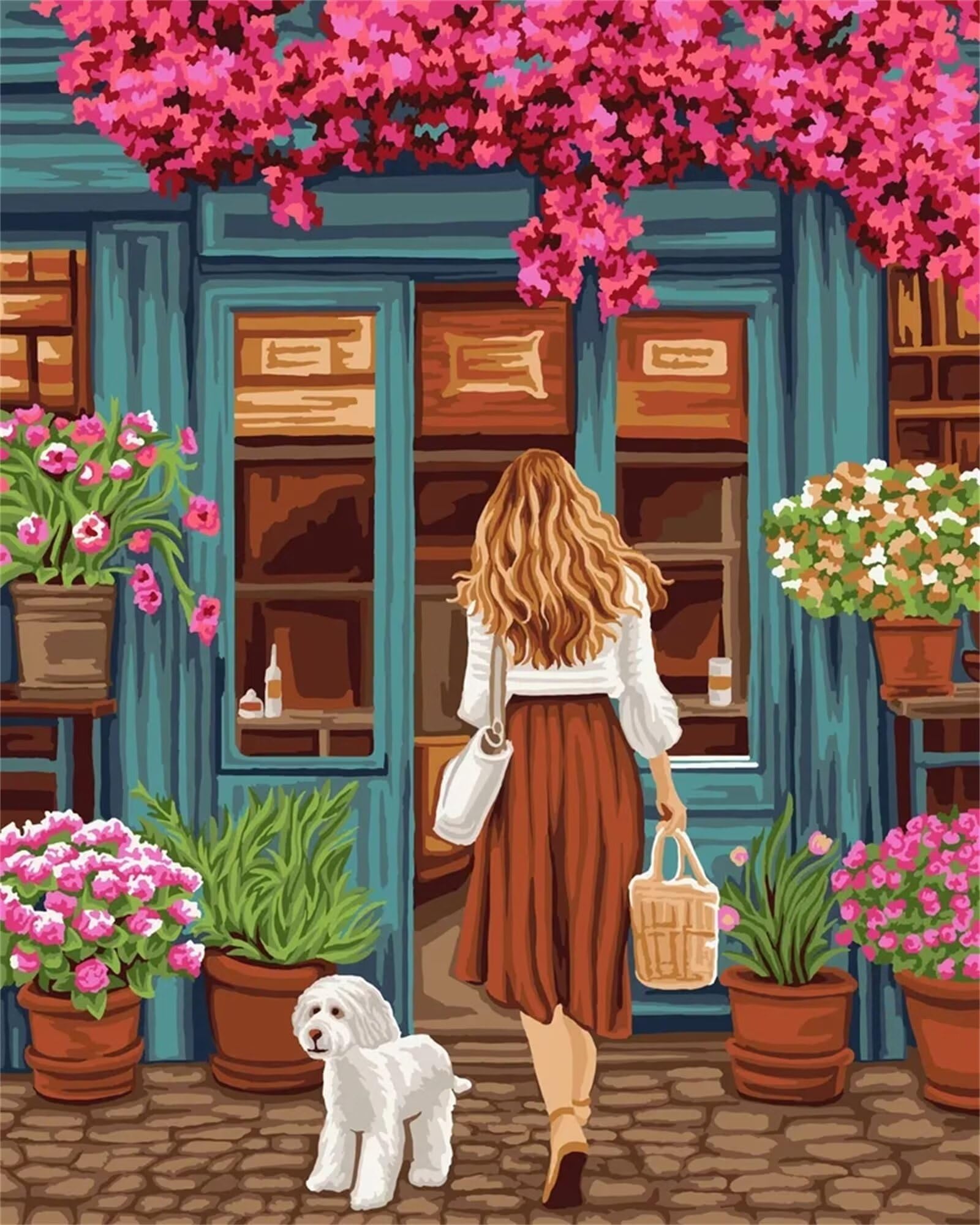 Dipingere con i Numeri Adulti,Ragazze di città Pittura di Numeri a Olio Fai da Te kit di pittura acrilica per adulti Bambini,Con Pennelli e Colori Acrilici per casa Decora Regalo con Telaio,60x75cm