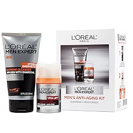 L\'Oreal Paris Men Expert Charcoal Facial Cleanser & Anti-Wrinkle & Firming Face Moisturizer Gift Set (Set of 2)