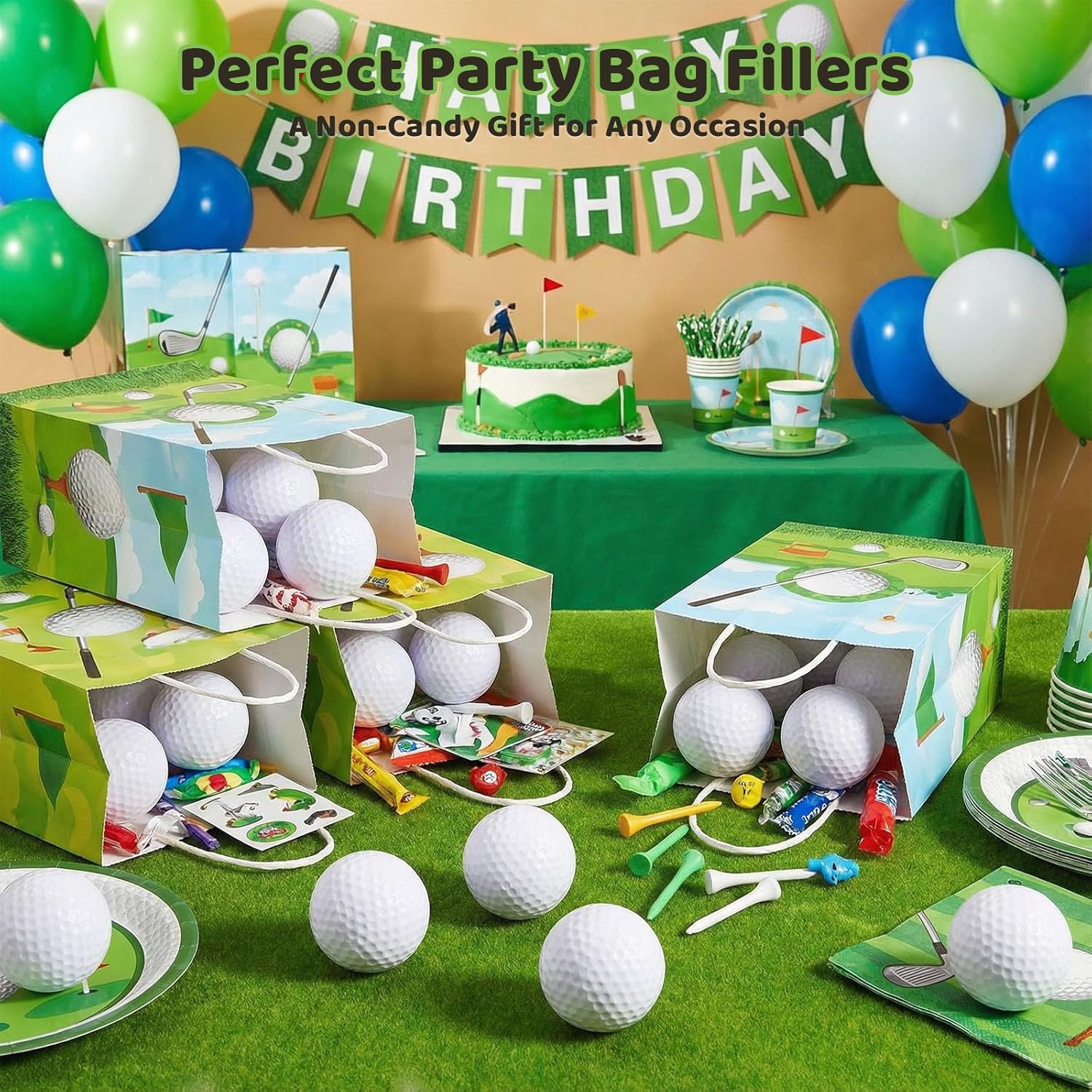 LovesTown 24PCS Golf Stress Ball, Foam Practice Balls, Party Decorations, White Squeeze Balls for Kids, Indoor Outdoor Party Favors