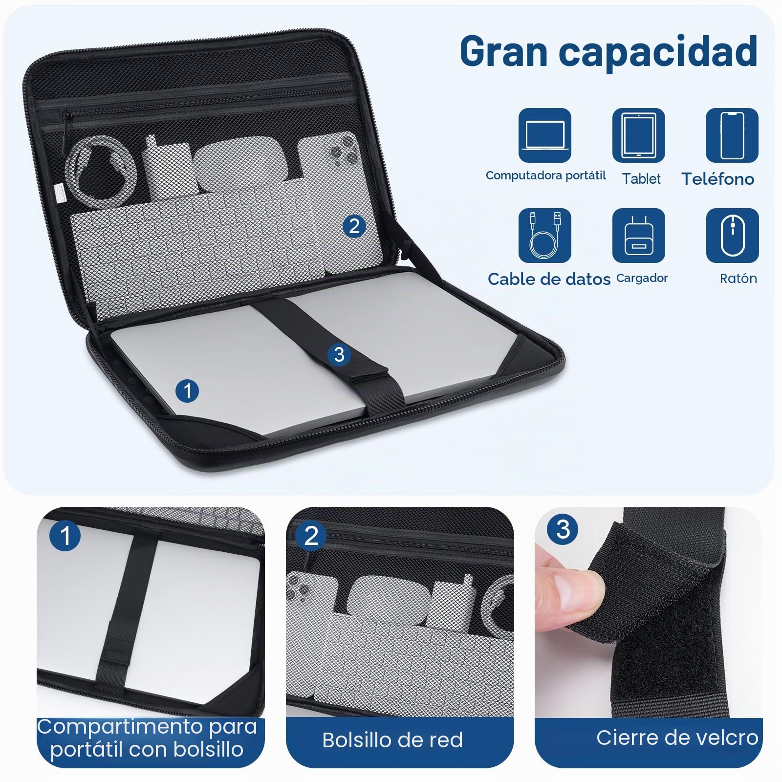 MOSISO 15-15,6 Pulgadas Funda Portátil con Asa, Impermeable Antichoque Protector Trapezoide Simétrico EVA Transporte Ordenador Bolsa Compatible con MacBook Pro 16, DELL Notebook,Negro