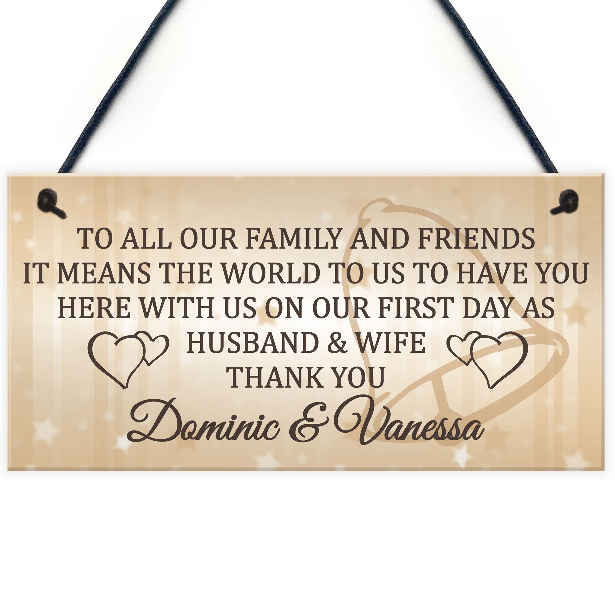 Red Ocean Personalised Wedding Family & Friends Thank You Guests Hanging Plaque Reception Celebration Sign