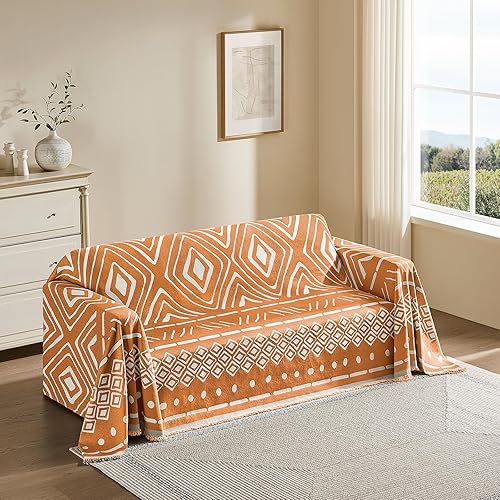 Miniatura 2 de Funda bohemia para sofá de felpilla lavable para perros, funda reversible para sofá, apta para mascotas, para sofá seccional, sofá de 2 o 3 cojines