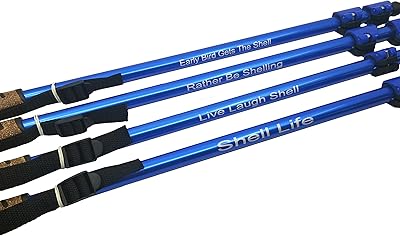 Sand Dipper Full Size with Custom Laser Scribing - Choice of Blue or Pink Pole with Small or Large Basket - Adjustable Beach Scoop Shovel & Sifter Tool for Beachcombing â€“ Also Can Be a Walking Stick