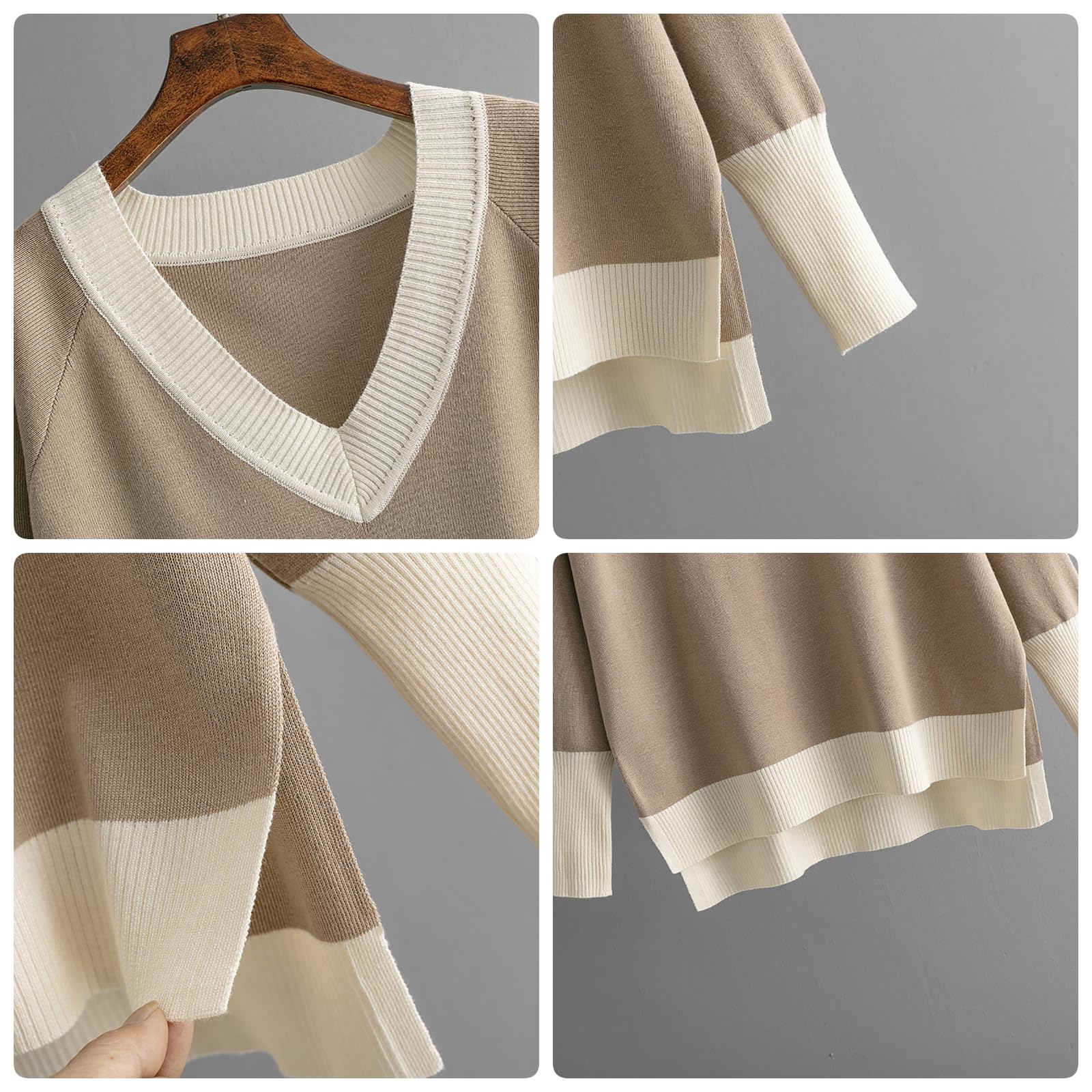 Achimlt Tuta Donna Elegante Completo 2 Pezzi Maglia Maniche Lunghe Pullover Top Elastico in Vita Pantaloni a Gamba Larga Set Complete da Casa Sportiva Autunnale Invernale Primavera