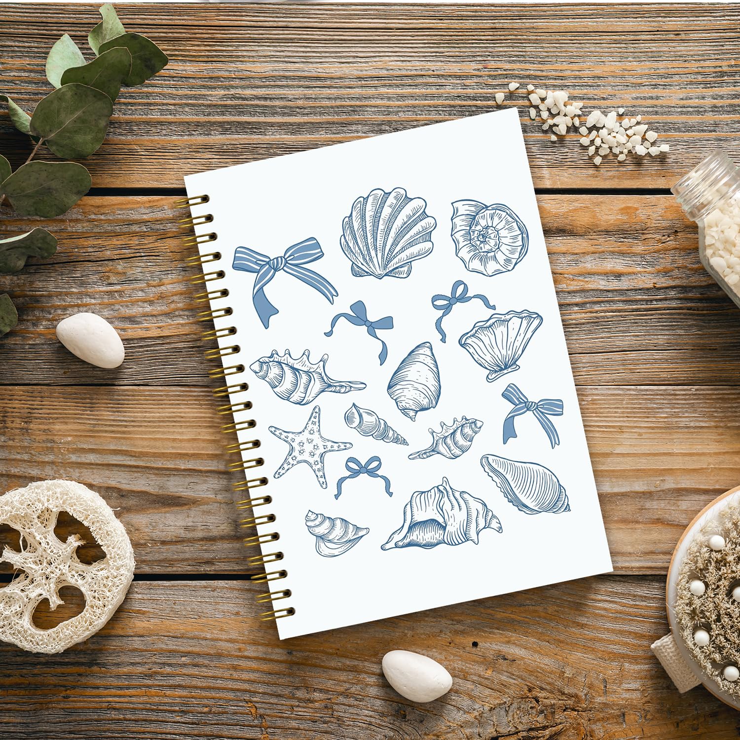 Coquette Beach - Taccuino estetico per ragazze, regalo di cancelleria estetico blu, diario di scrittura Ocean Vibes per adolescenti e donne, materiale scolastico, quaderno a spirale con