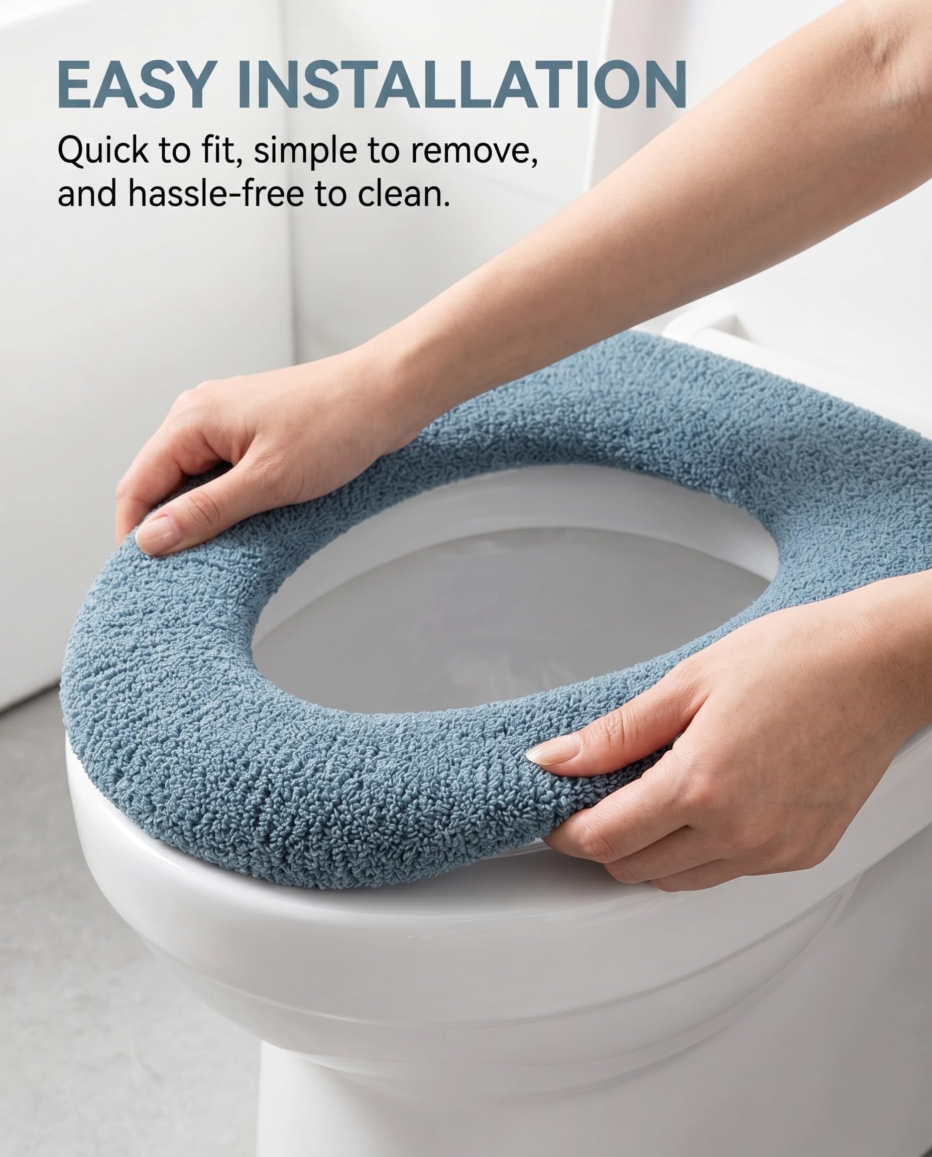3er-Pack Toilettensitzbezüge aus Polyester, weiche, dickere, wärmere, dehnbare, waschbare Stoffbezüge, einfache Installation, für Badezimmer
