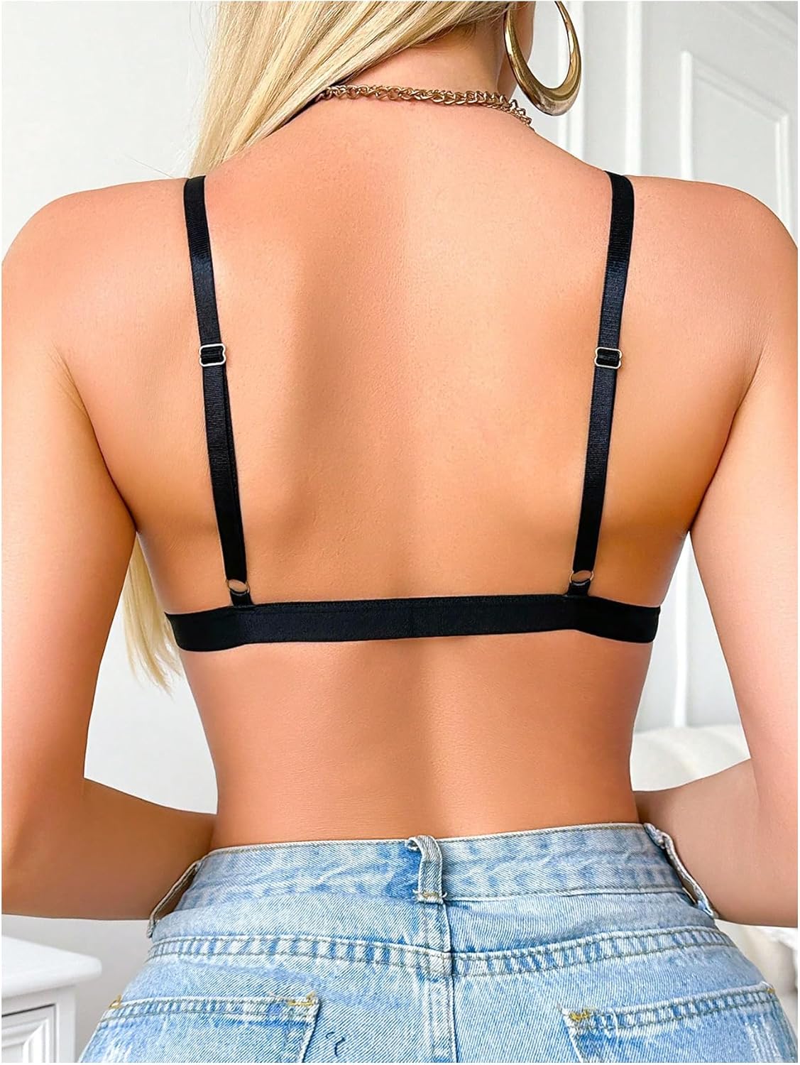 SOLY HUX Women's Lace Front Closure Bralettes Cutout Sheer Wireless Bra with Adjustable Straps - Image 2