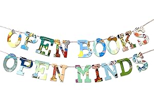 Open Books Open Minds Motivational Reading Banner Garland for Classroom Decorations Bulletin Board Display