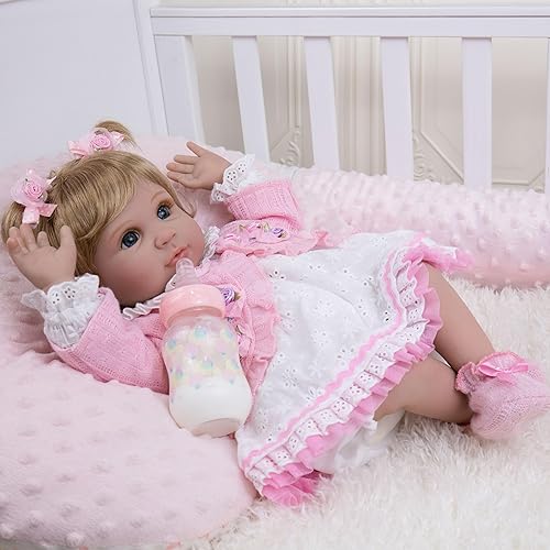 Miniatura 42 de Milidool Muñecas de bebé Reborn realistas, muñeca de bebé de silicona realista de 22 pulgadas, cuerpo suave, muñeca recién nacida con accesorios