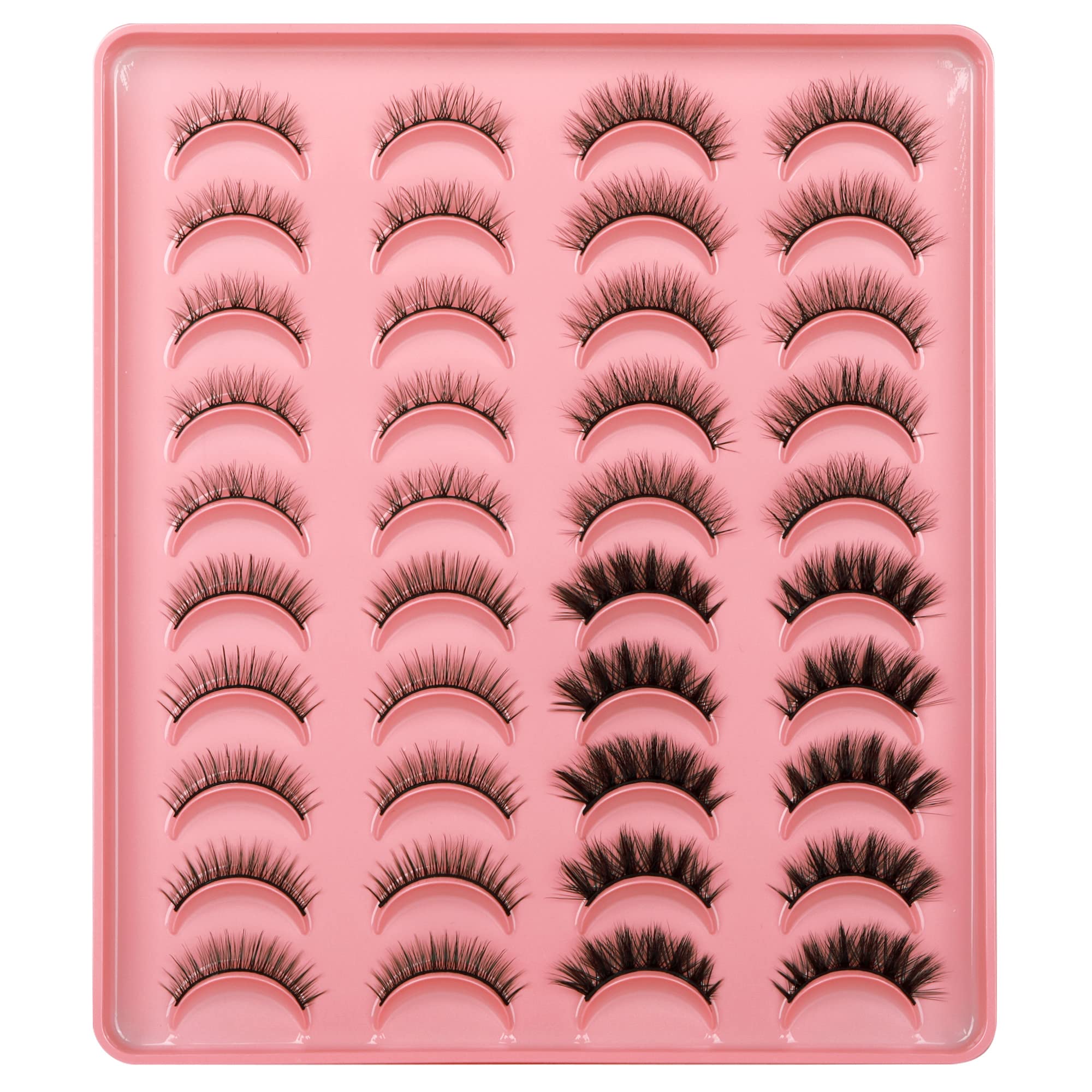 ALICROWN False Eyelashes Natural Look Faux Mink Lashes 4 Styles Wispy Natural Lashes 20 Pairs Cat Eye Lashes Pack