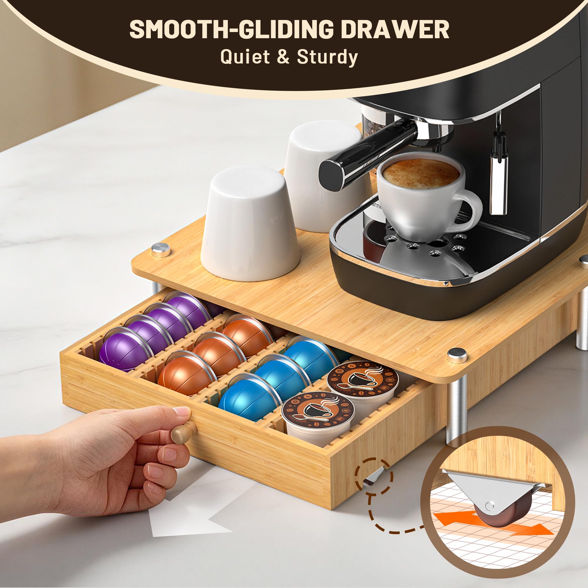 Cajón para cápsulas de café compatible con cápsulas Nespresso Vertuo, soporte para tazas K