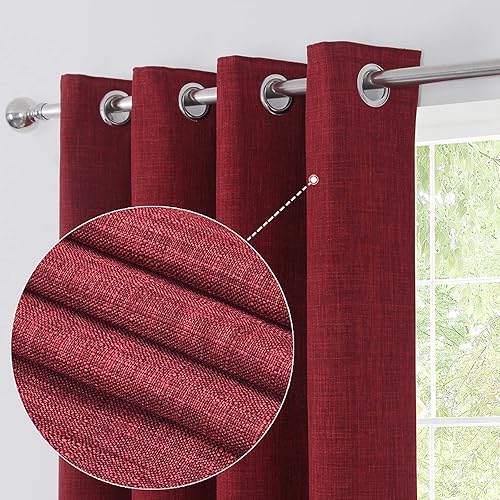 Miniatura 2 de always4u Cortinas de aspecto de lino, cortinas texturizadas de arpillera sintética de 54 x 108, 2 paneles para sala de estar, dormitorio,