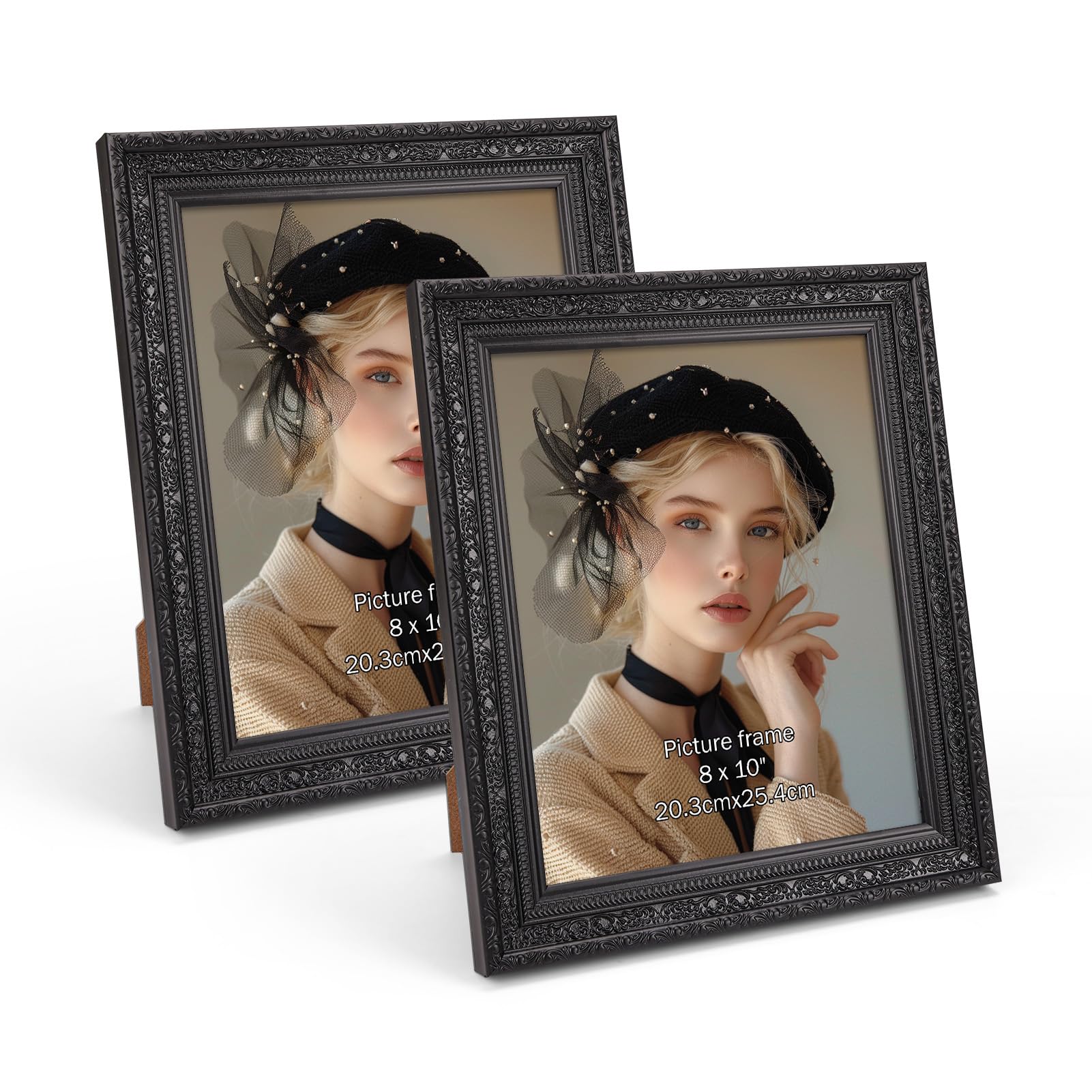 Edenseelake 8x10 Picture Frames Set of 2, Vintage Black Photo Frame 8 by 10 for Tabletop or Wall Decor