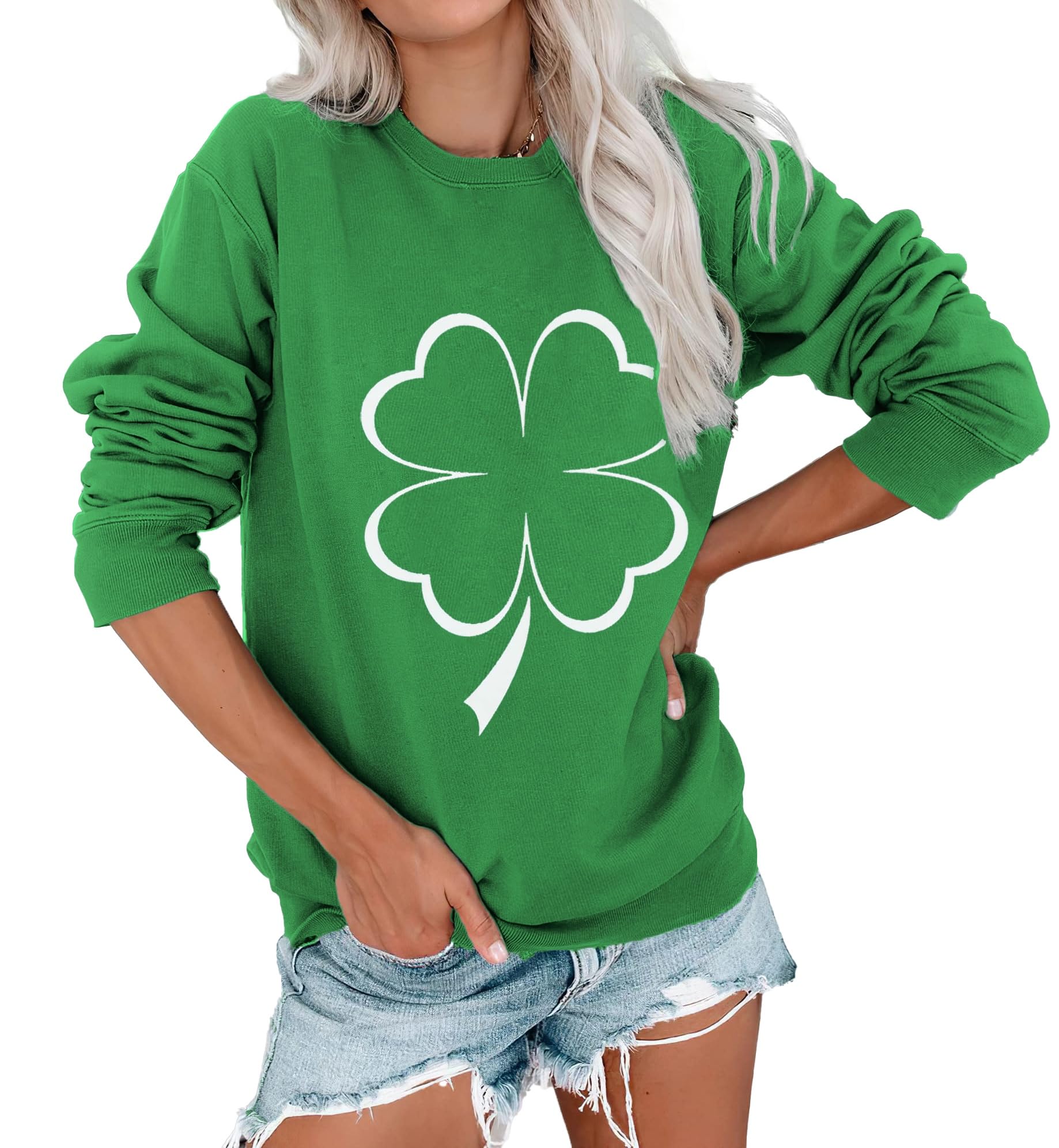 Women's St Patrick's Day Shamrock Sweatshirt Irish Shirts Pullover Top Cute Long Sleeve Holiday Outfit &amp; Gift