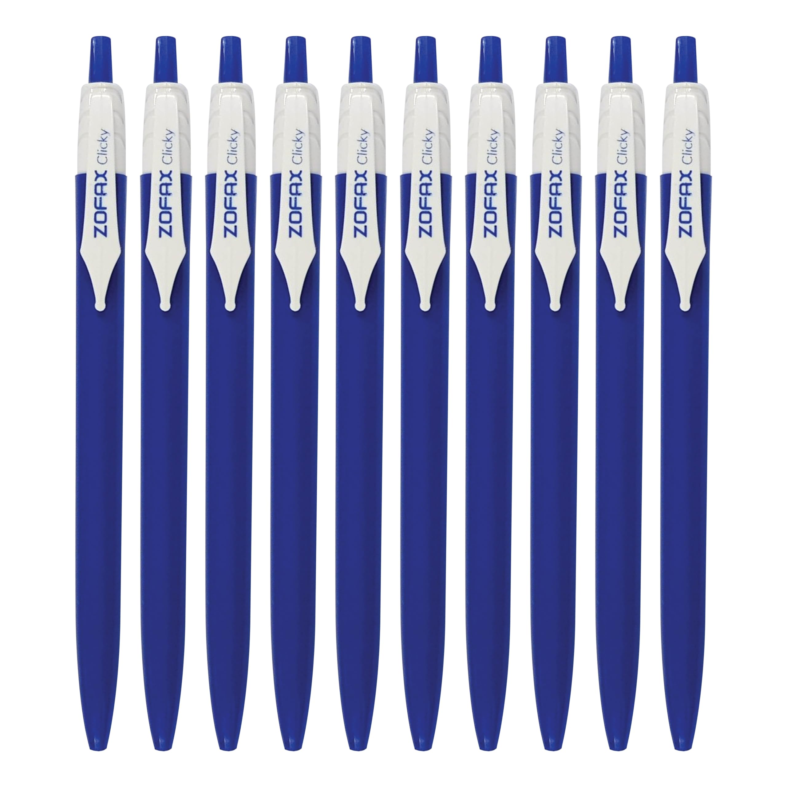 ZOFAX iClicky Retractable Ballpoint Pens, BLUE, Fine Point (0.7mm), Pack of 20, Retract Ball Pens, School Office Home Business Hospital Everyday Use