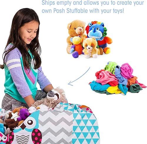Miniatura 2 de Posh Funda de Silla Puf Rellenable para Almacenamiento de Animales de Peluche para Niños - Organizador de Juguetes Infantiles, Grande-38 - Lona