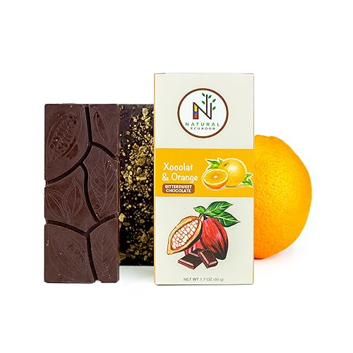XOCOLAT NATURAL ECUADOR, Barra de chocolate negro, chocolate artesanal, XOCOLAT y NARANJA
