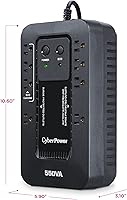 Vista 5 de CyberPower EC550G Ecologic UPS Batería de respaldo y protector contra sobretensiones, 550VA/330W, 8 tomacorrientes, modo ECO, compacto, certificado