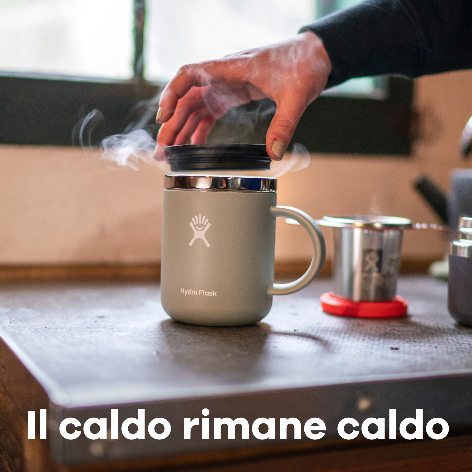Hydro Flask - Coffee Mug - Tazza da viaggio per caffè da 354 ml (12 oz) - Tazza da viaggio in acciaio inossidabile con isolamento sottovuoto con manico e coperchio a incastro - Agave