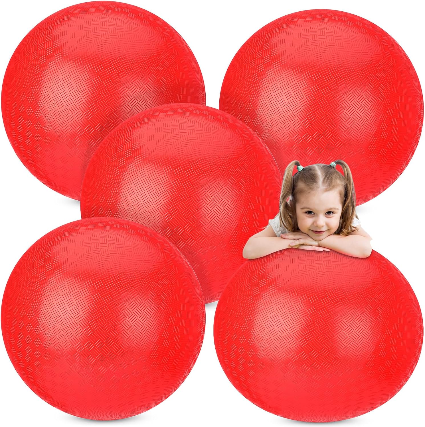 Yunsailing 5 Pack 18 Inch Large Bouncy Balls Giant Inflatable Red Playground Balls with Hand Air Pump for Outdoor Indoor Activity Beach Park Backyard Game Supplies
