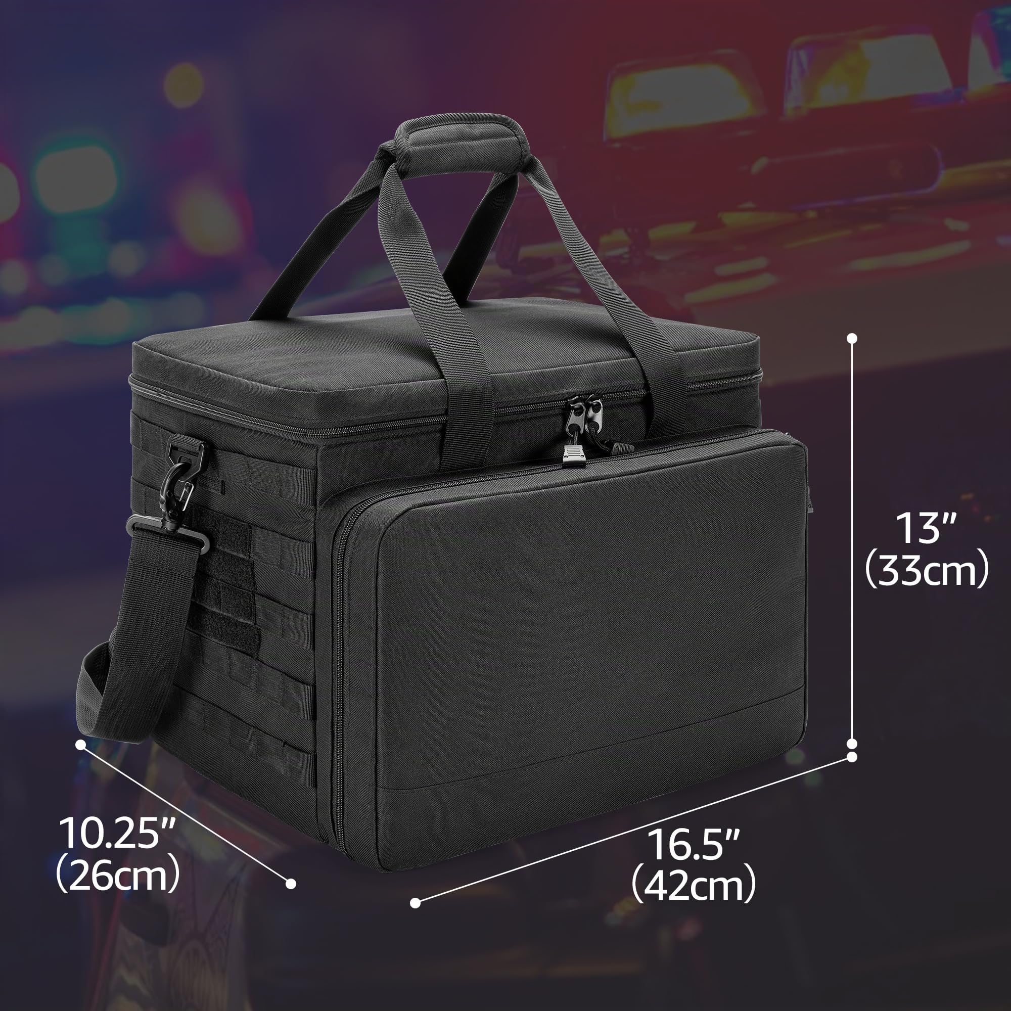 Trunab Borsone Polizia Borsa Tattica MOLLE Borsa Pattuglia, Organizer da Auto per Sedile Anteriore,Borsa Viaggio Tracolla Militare Gran Capacità con Scomparto per Laptop 15,6"