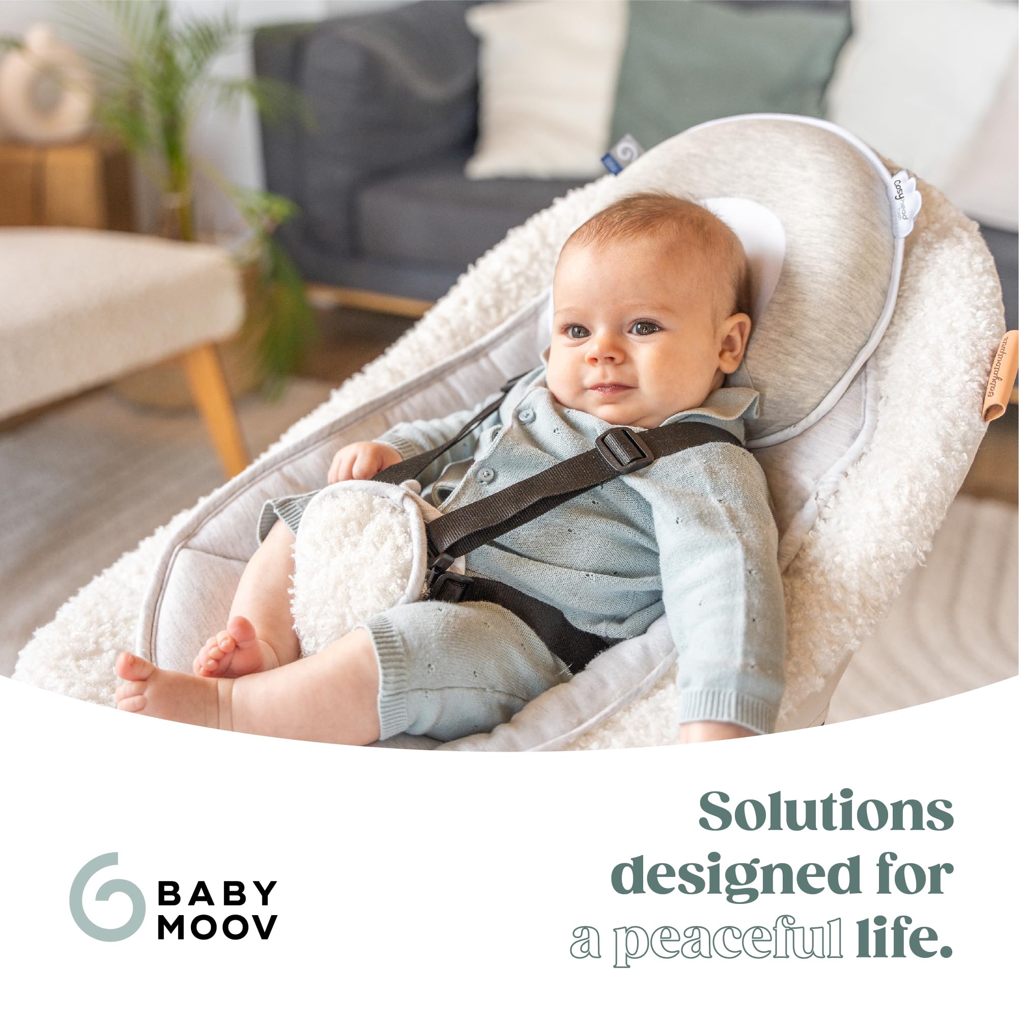 Babymoov Cosyhead Fresh Smokey, cuffia ergonomica e traspirante per bambini, made in Europe
