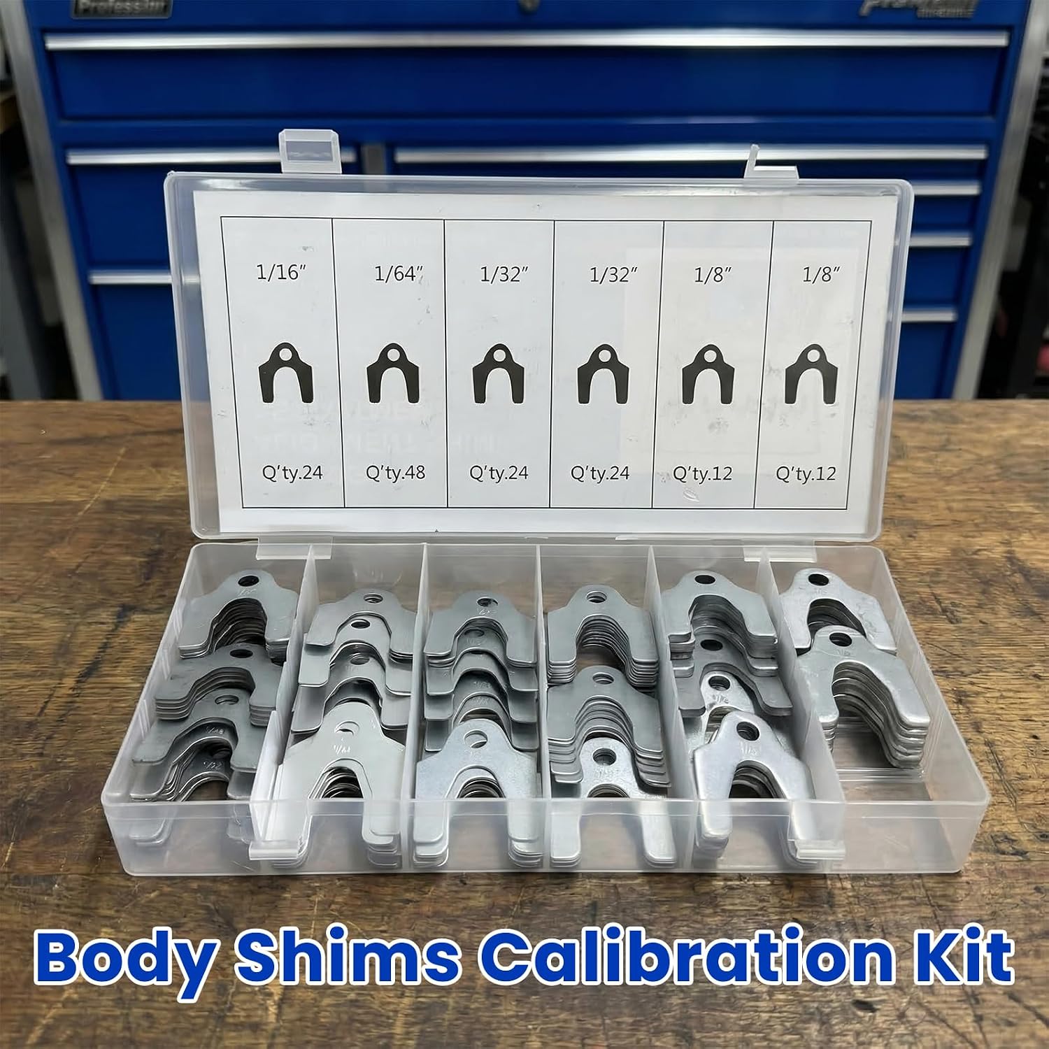 144 PCS Car Alignment Body Shims Assortment Kit, 4 Sizes Rustproof Adjustment Shim Auto Repair Accessories, Heavy Duty Spacers for Adjusting Body Parts or Camber Alignment