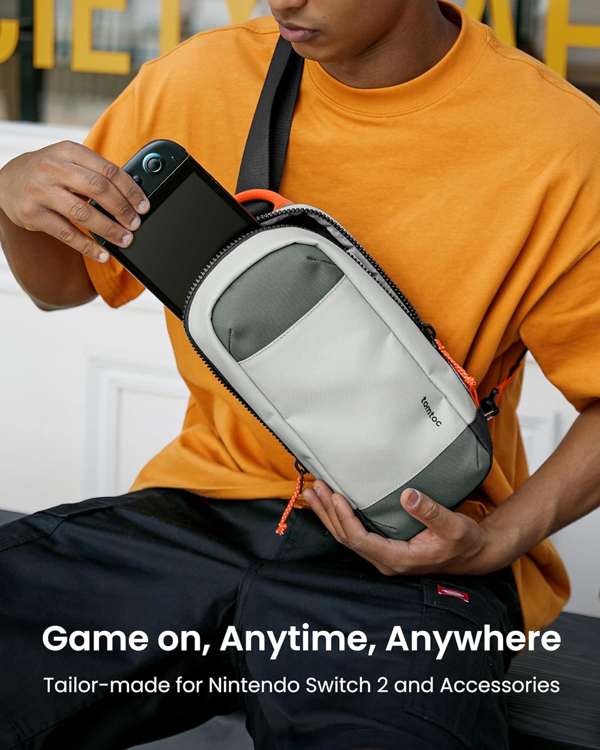 tomtoc Sling Crossbody Bag for Nintendo Switch 2, Protective Travel Chest Carrying Gaming Pouch with 8 Game Cartridges Slots - Image 2