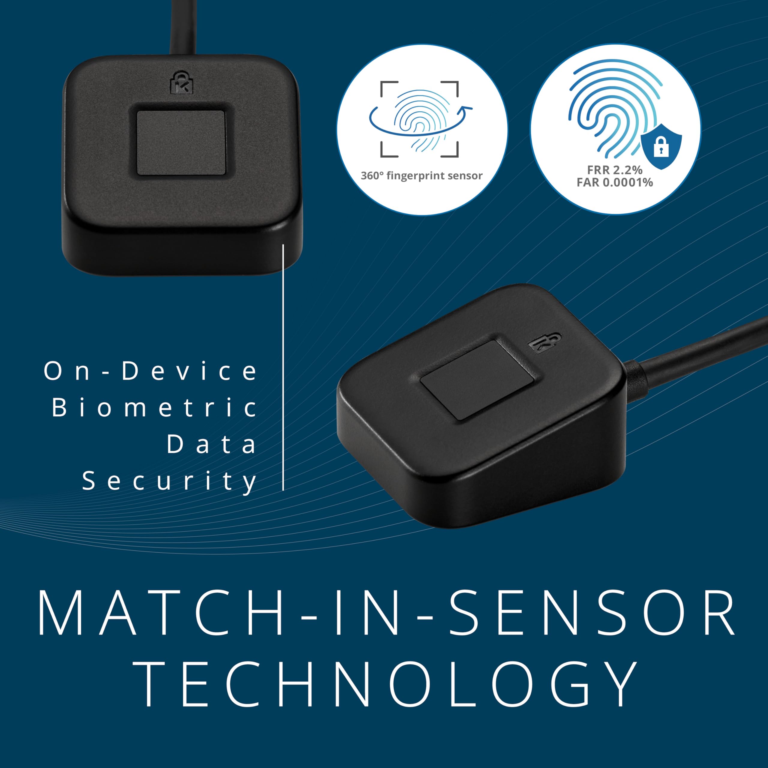 Lector de Huellas Dactilares Kensington VeriMark Desktop 2.0 para Windows Hello y Windows 11, conectividad USB-C y USB-A, Llave de Seguridad sin contraseña para PC con Copilot+, Color Negro, K64741WW