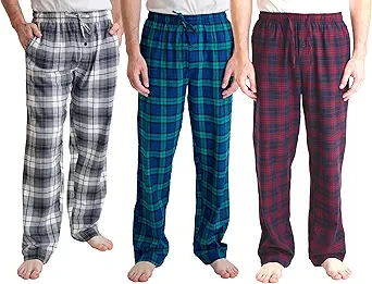 GIVEITPRO - 3 Saver Pack – Premium 100% Cotton Flannel Pajama Pant Bottoms - Yarn-dye Woven